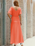 Vestido de dama de honra decote em V longo com cinto para 28022