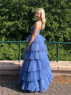 V Neck Sage Green Tiered Sparkle Tulle Crisscross Halter Prom Dress Long