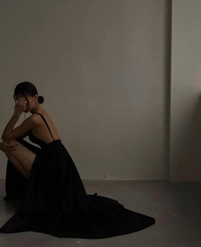 vestido longo preto elegante para baile vestido de noite Y52
