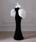 Vestido de noite preto de um ombro só, cauda de sereia de alta qualidade, vestido de baile de gala com temperamento, vestido de baile Y4382