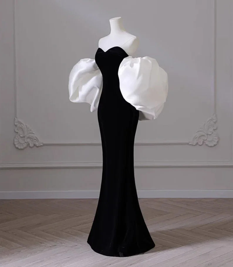 Abito da sera nero monospalla, sirena di alta classe, abito da banchetto dal temperamento elegante, abito da ballo Y4382