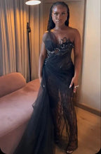 Robe de soirée longue noire élégante Robe de cérémonie noire Y6645