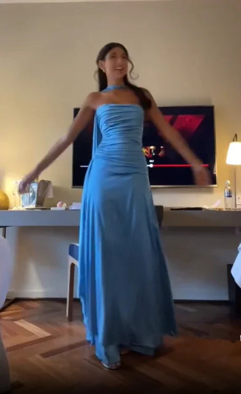 Robe de bal bleue élégante Robe de soirée bleue chic Y7442