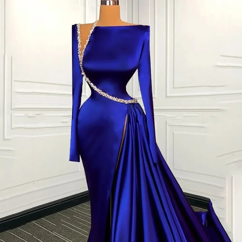 Abiti da sera eleganti modesti blu reale Y4193