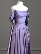 Modest Purple Satin Long Prom Dress Purple Evening Dress Y2589