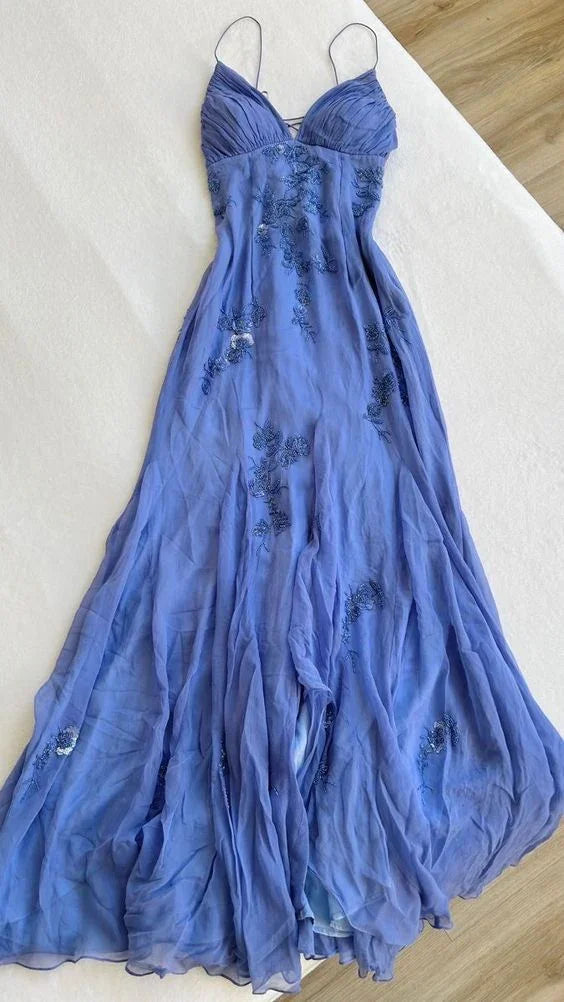 Blaue lange Ballkleider, Abendkleider, festliches Kleid Y2739