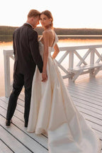 Vintage Wedding Dress One Shoulder Bridal Gown With Court Train