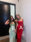 Robe de soirée longue en satin rouge élégante Robe de fête rouge Y4929