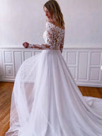 Abito lungo da sera in tulle con pizzo bianco, abito da sera in tulle con pizzo bianco Y251