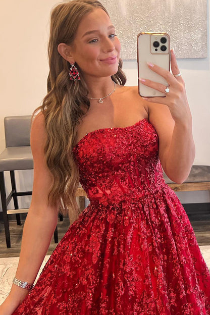 Roycebridal Zara |A-line Sequined Lace Long Prom Dress with Pockets