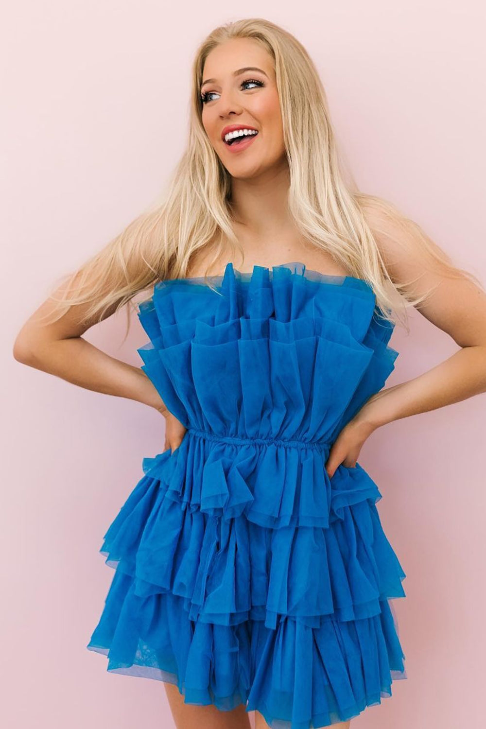 Hailey | Abito corto senza spalline a linea ad A per festa di fine anno