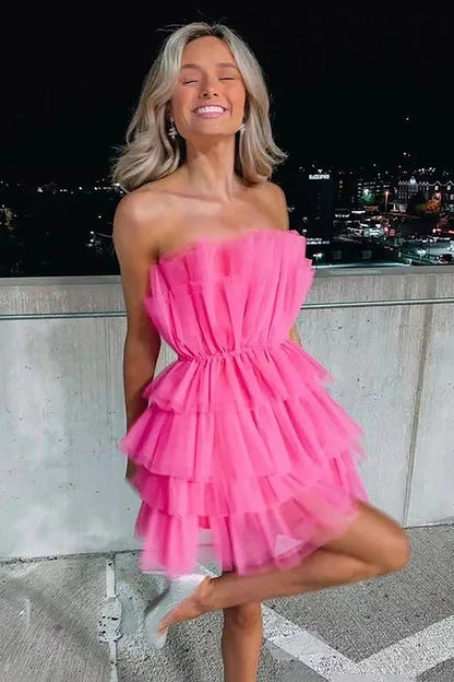 Hailey | A-Linie trägerloses kurzes Homecoming-Kleid