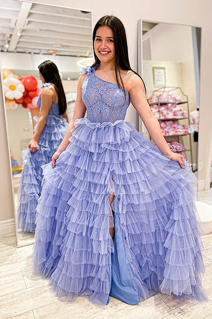 Roycebridal Kinsley | Vestido de fiesta largo con escote en A y un hombro escalonado