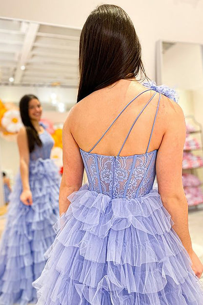 Roycebridal Kinsley | Vestido de fiesta largo con escote en A y un hombro escalonado