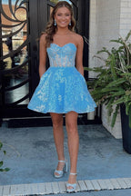 A Line Sweetheart Corset Homecoming Dress with Sleeves