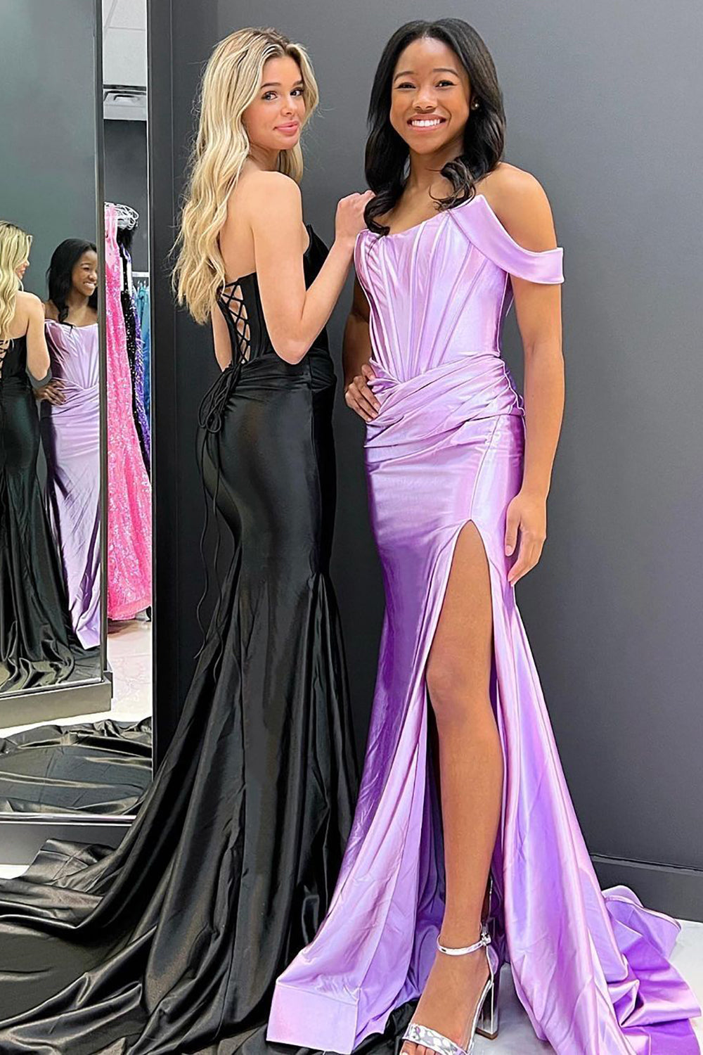 Meerjungfrau-Schulterfreies Korsett-Ballkleid mit Schlitz