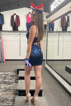 Melinda | Abito da cerimonia con corsetto e spalline sottili a spaghetti con applicazioni