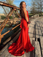 Light Blue Mermaid Prom Dress With Halter Neckline Backless