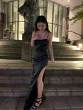 Abito da sera nero con spalline sottili Abito da ballo sexy Y427