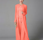 Mother Of The Bride Pantsuit With Jacket And Sequins Long Sleeve Chiffon