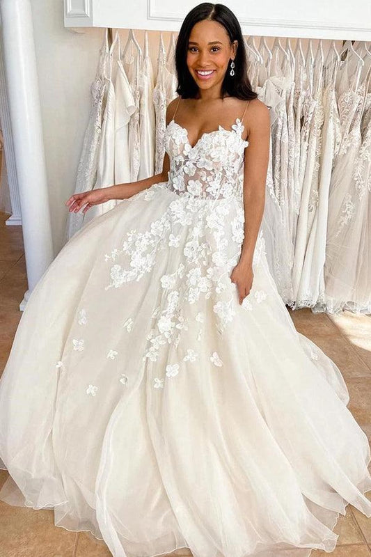 Vestidos de novia con escote corazón, estilo bohemio, de encaje 3D