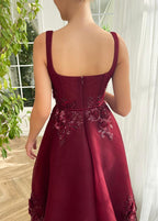 Bmbridal Tulle Square Neck A Line Prom Dress With Lace Appliques
