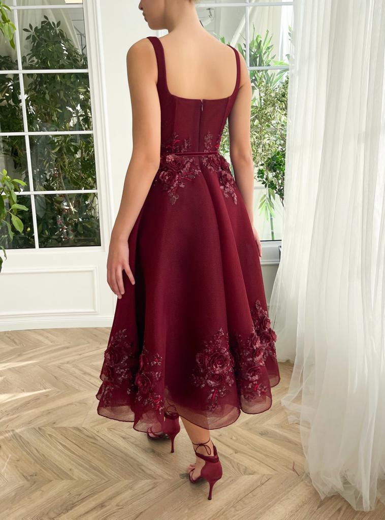 Bmbridal Tulle Square Neck A Line Prom Dress With Lace Appliques