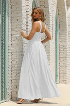 Vestido de Dama de Honra Halter em Chiffon para Mulher, Modelo A-Line, Longo, Formal, para Baile de Finalistas SEA28015