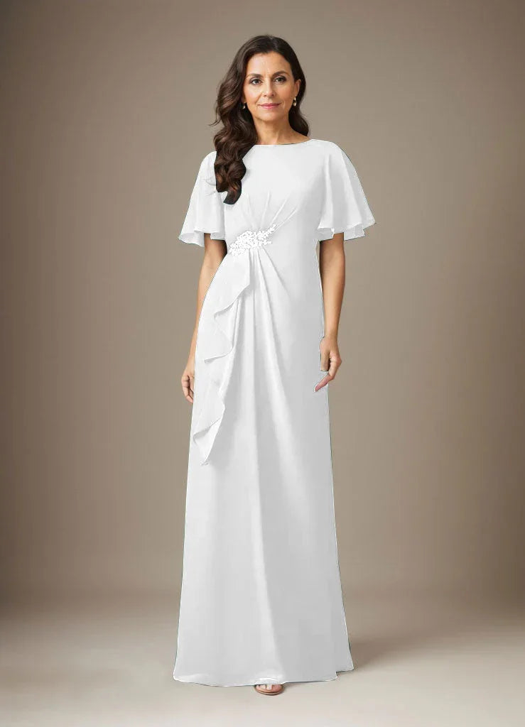 فستان شيفون ضيق مزين بالخرز بلون كحلي داكن