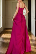 Vestido de Festa em Linha A Rosa Choque em Cetim Vestido de Baile Y7717
