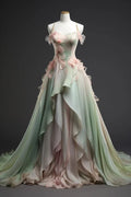 Robe de bal longue en mousseline avec appliques Fairy et décolleté en cœur Y8357