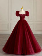 Abito da sera lungo bordeaux elegante per donna Y6601