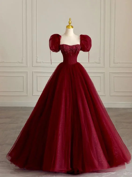 Abito da sera lungo bordeaux elegante per donna Y6601