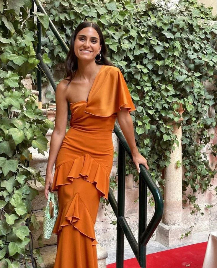 Abito da sera arancione elegante sirena Arancione Abito da ballo Y4742