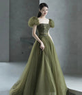 Vestido longo de tule verde para baile vestido de noite verde Y623