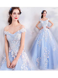 Abiti azzurri da quinceañera con spalle scoperte Abito da ballo azzurro Y52
