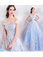 Abiti azzurri da quinceañera con spalle scoperte Abito da ballo azzurro Y52