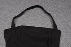 Abito da sera nero da donna con collo all'americana e spacco, abito elegante nero senza maniche Y1161