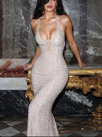 Vestido de Noite Longo de Sereia com Lantejoulas Sedutoras Vestido de Baile Y7733
