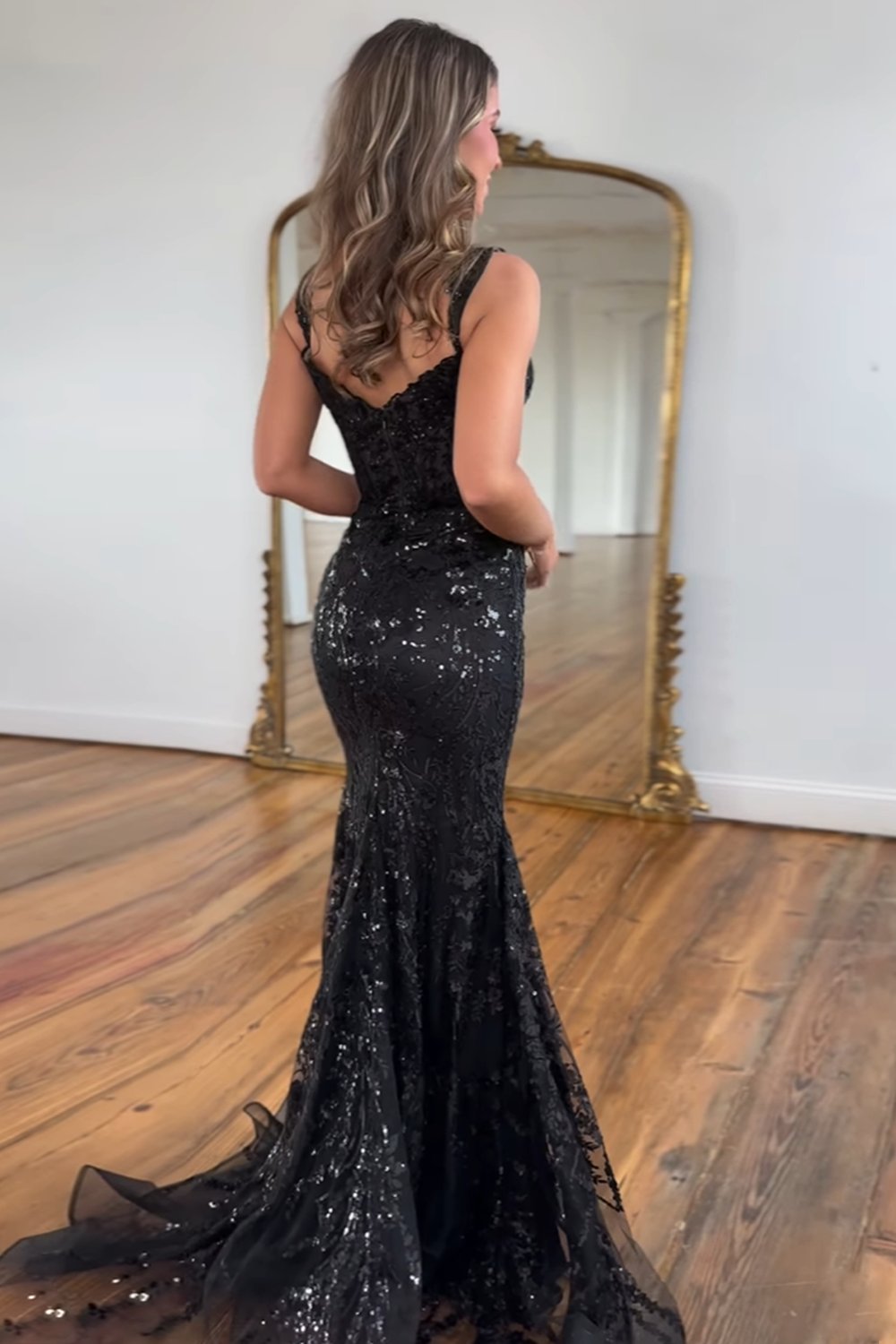 Sparkly Gold Off Shoulder Mermaid Sequin Long Prom Dress With Slit