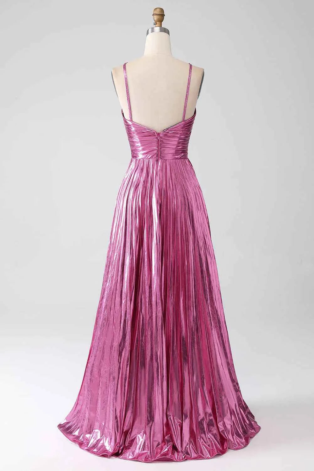 Sparkly Golden A Line Halter Prom Dress With Keyhole Slit