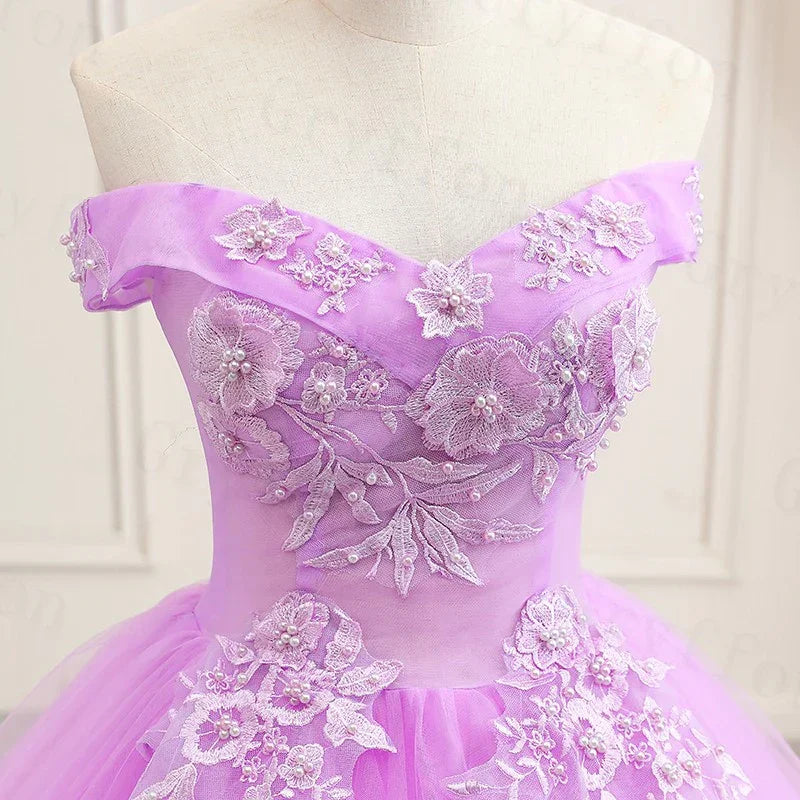 Abito Viola per Quinceañera Classico da Principessa a Sfera Y299