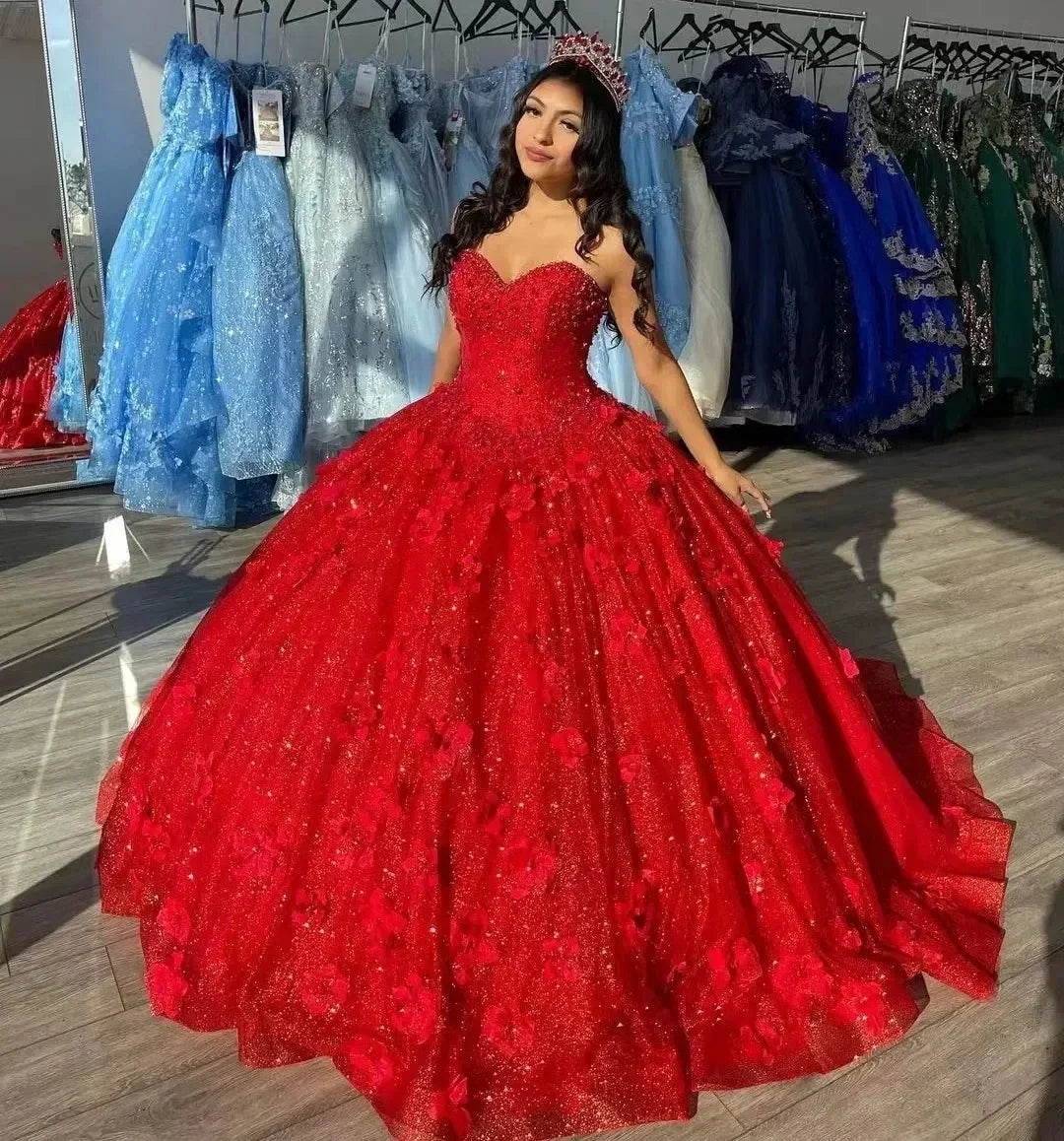 Robe de bal rouge élégante pour Quinceañera et bal de fin d'année, pour Sweet 16 Y2059