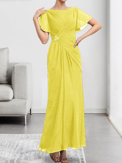 A-Linie, U-Ausschnitt, Illusion, knielang, Chiffon, Spitze, Kleid für die Brautmutter mit Perlen und Pailletten
