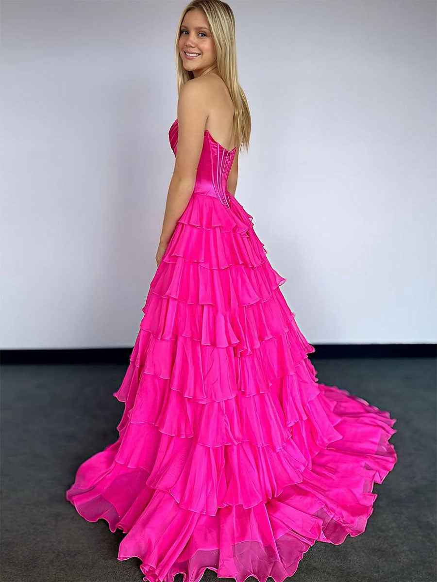 Yellow Strapless Satin Corset A Line Prom Dress