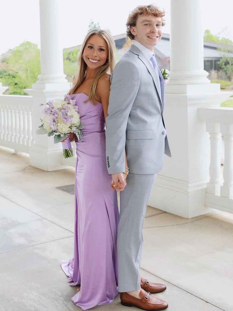 Yellow Strapless Prom Dress Long Mermaid Gown With Slit