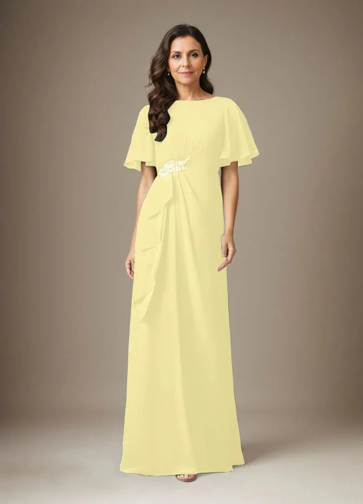 فستان شيفون ضيق مزين بالخرز بلون كحلي داكن