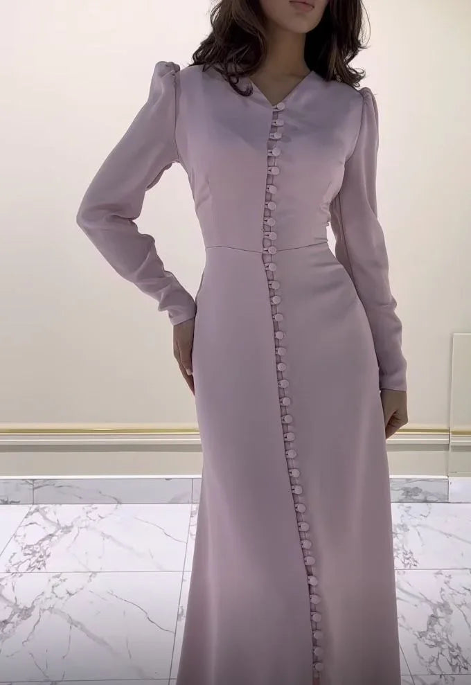 فستان سهرة أنيق بأكمام طويلة بقصة عمود جذاب Y4636