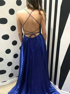 Abito semplice da sera blu navy per anziani Classico abito da sera Y18