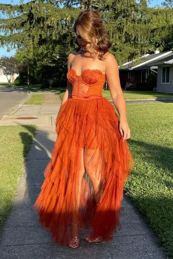 Abito da sera formale a linea A con scollo a cuore in pizzo e tulle per ballo Y4268
